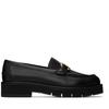 Gancini Plaque Calfskin Slip On Loafers Black