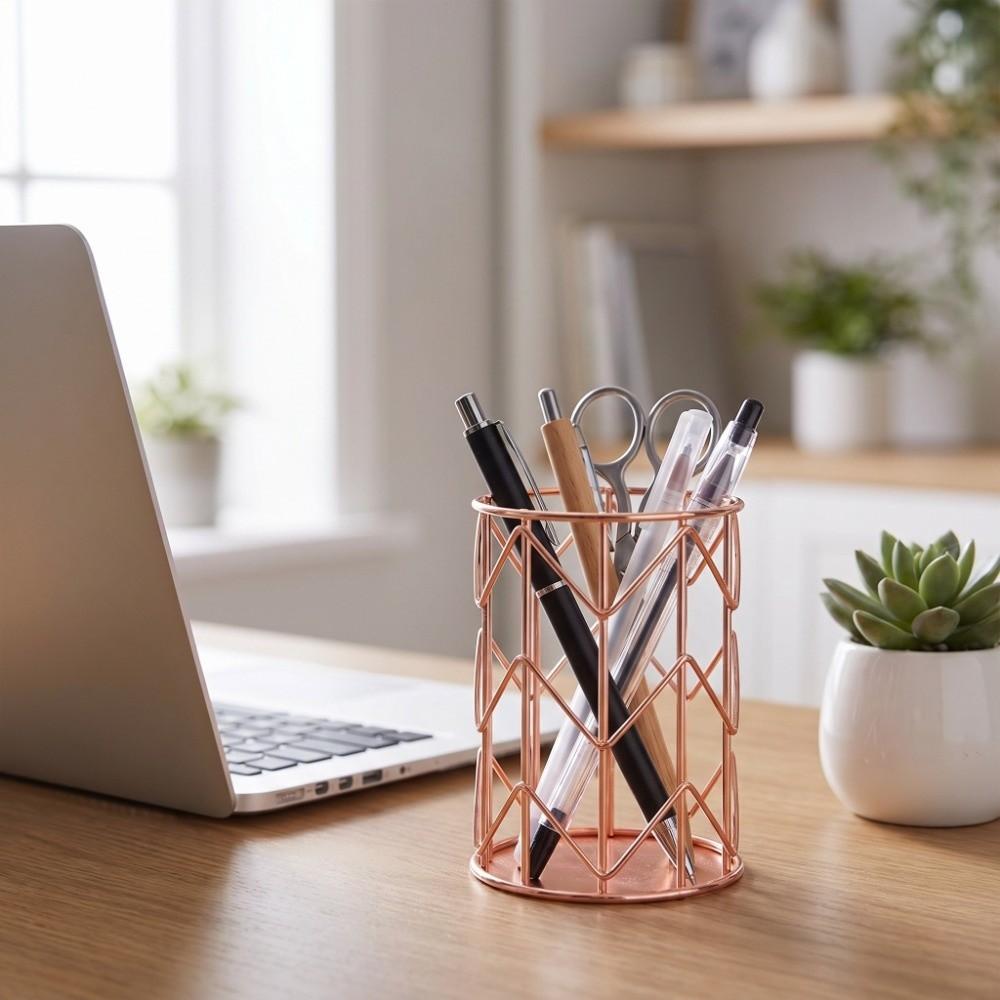 Metal Multifunctional Desktop Organizer Basket Office Desk Stationery Finishing Storage