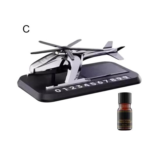 Solarenergie rotierende Aromatherapie Auto Lufterfrischer mit Telefonnummer Hubschrauber Form ätherisches