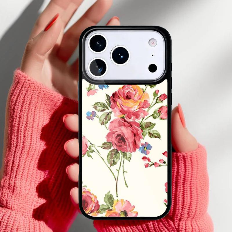 Vintage Flower Phone Case for iPhone 17 Air 16e 15 14 13 Pro Max Back Cover for 12 11 Pro Coque