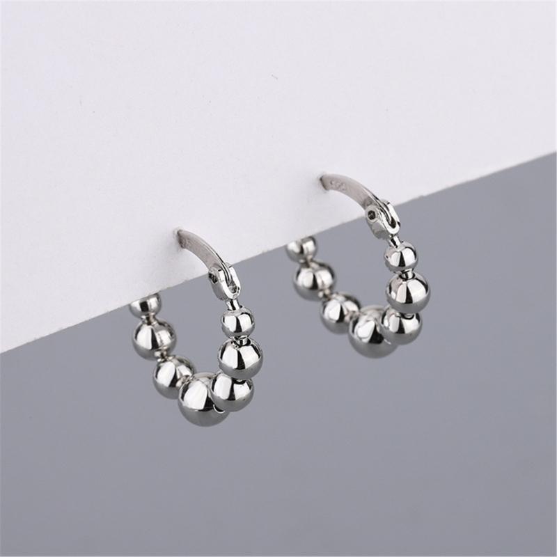 Elegant Movable Bead Earrings Small Beads Hoop Earrings Present for Women Perfect for Daily Wear and Special Occasions
