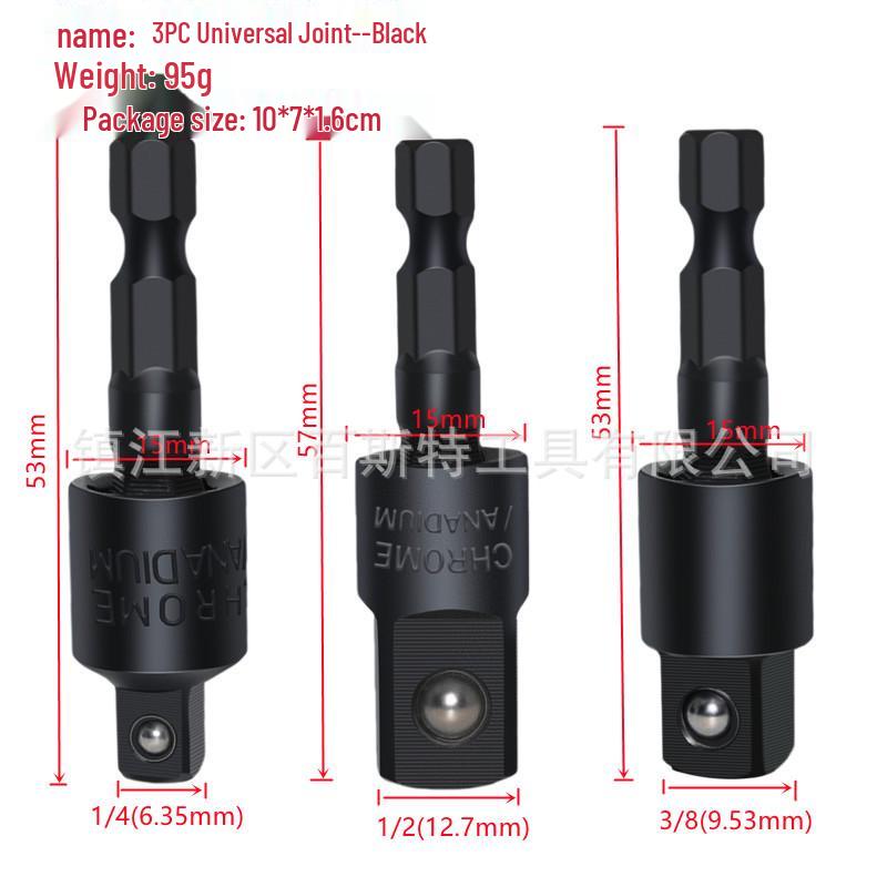 

360° Hex Shank to Square Head Socket Adapter Set (1/2, 3/8, 1/4)