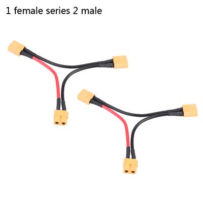 Zestaw 2 szt. Kabelki Adaptery Złącza Pakietu Baterii Serii XT60 dla RC Lipo 1 żeński na 2 męskie
