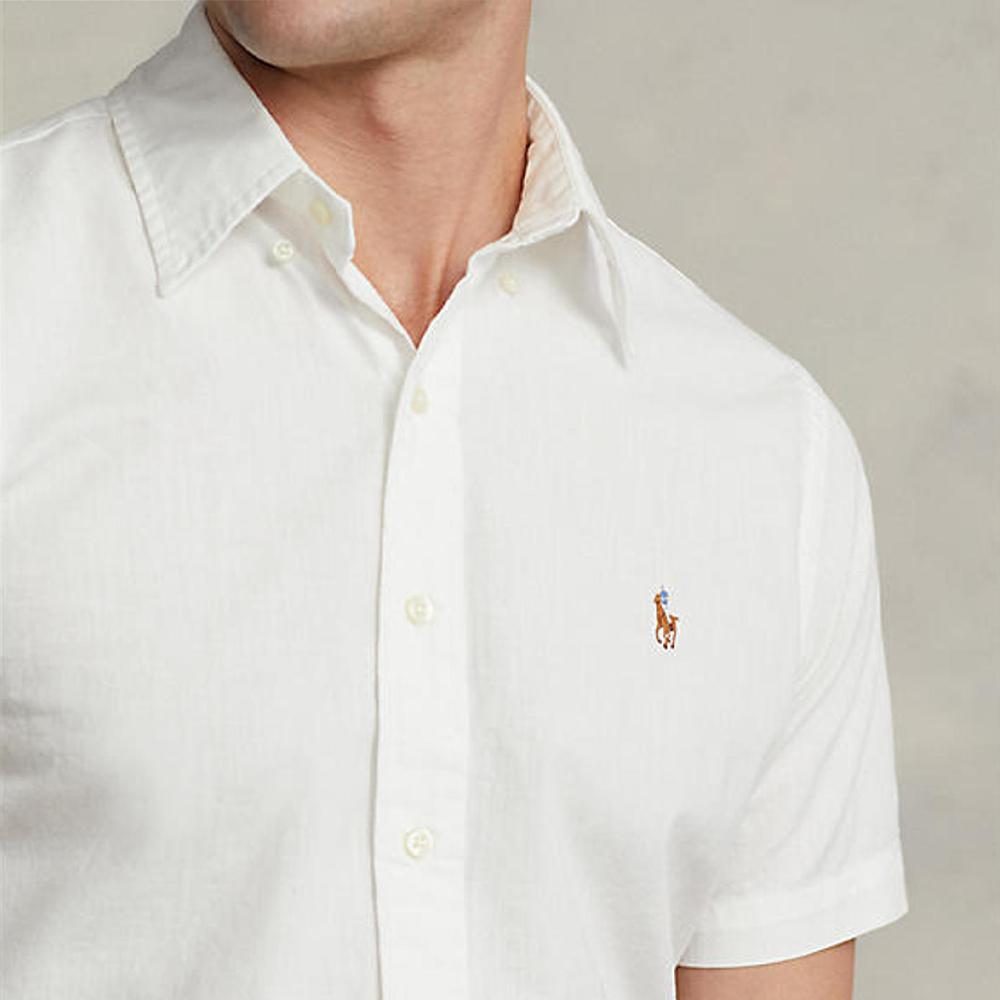 Polo Ralph Lauren Logo Embroidered Loose Fit Short Sleeve Button-Up Shirt Men shirts White MNPOWOV1N820439-100