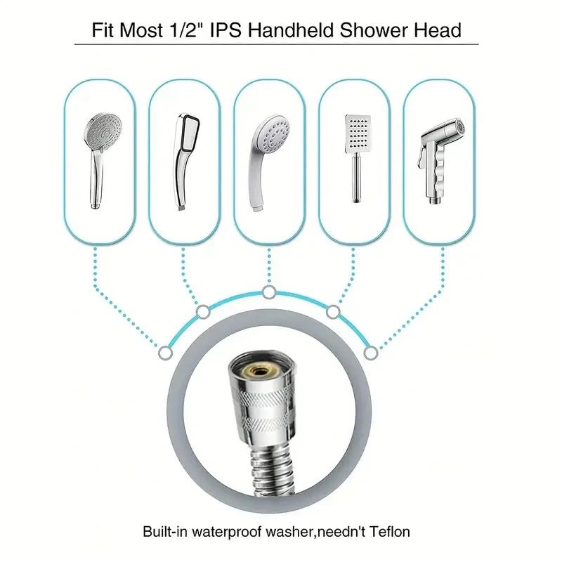 Flexible Stainless Steel Plumbing Hose Shower Head Tube Flexible Bathroom Pipe 1m Bath Accessories