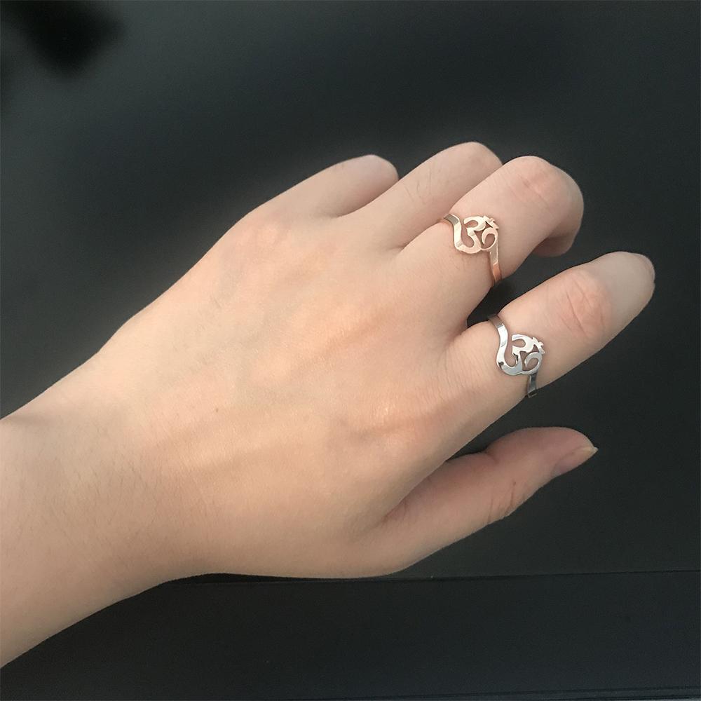 LIKGREAT Buddhism Indian Yoga Om Symbol Rings for Women Men Stainless Steel Supernatural Talisman Amulet Religious Jewelry Gift