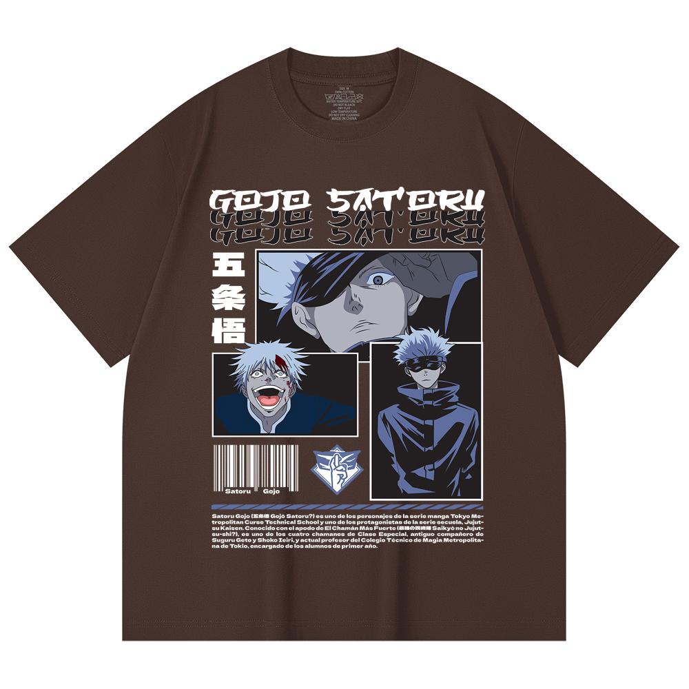 230 Gsm 100% Cotton Jujutsu Kaisen V26 Gojo Print Unisex Heavy Cotton T Shirt
