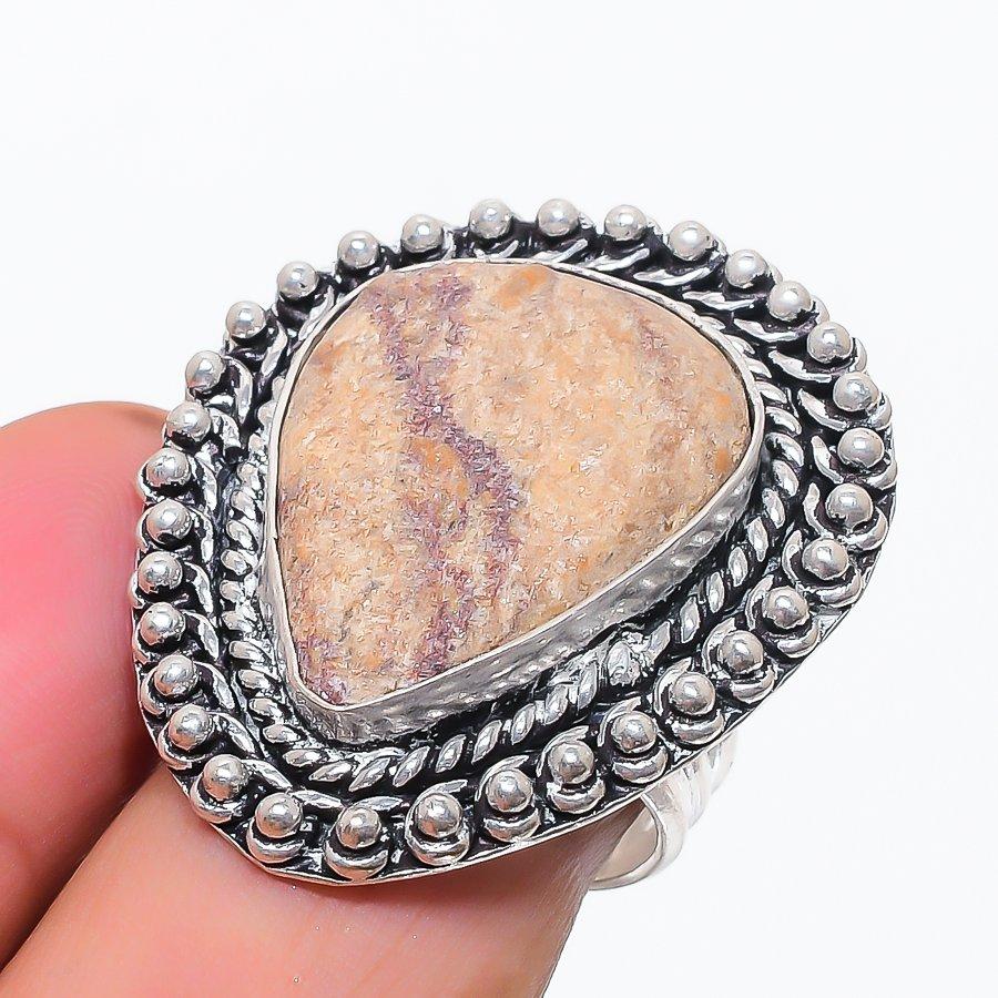 Natural Ghost Eye Jasper Gemstone 925 Sterling Silver Jewelry Ring Size 8 T9s85
