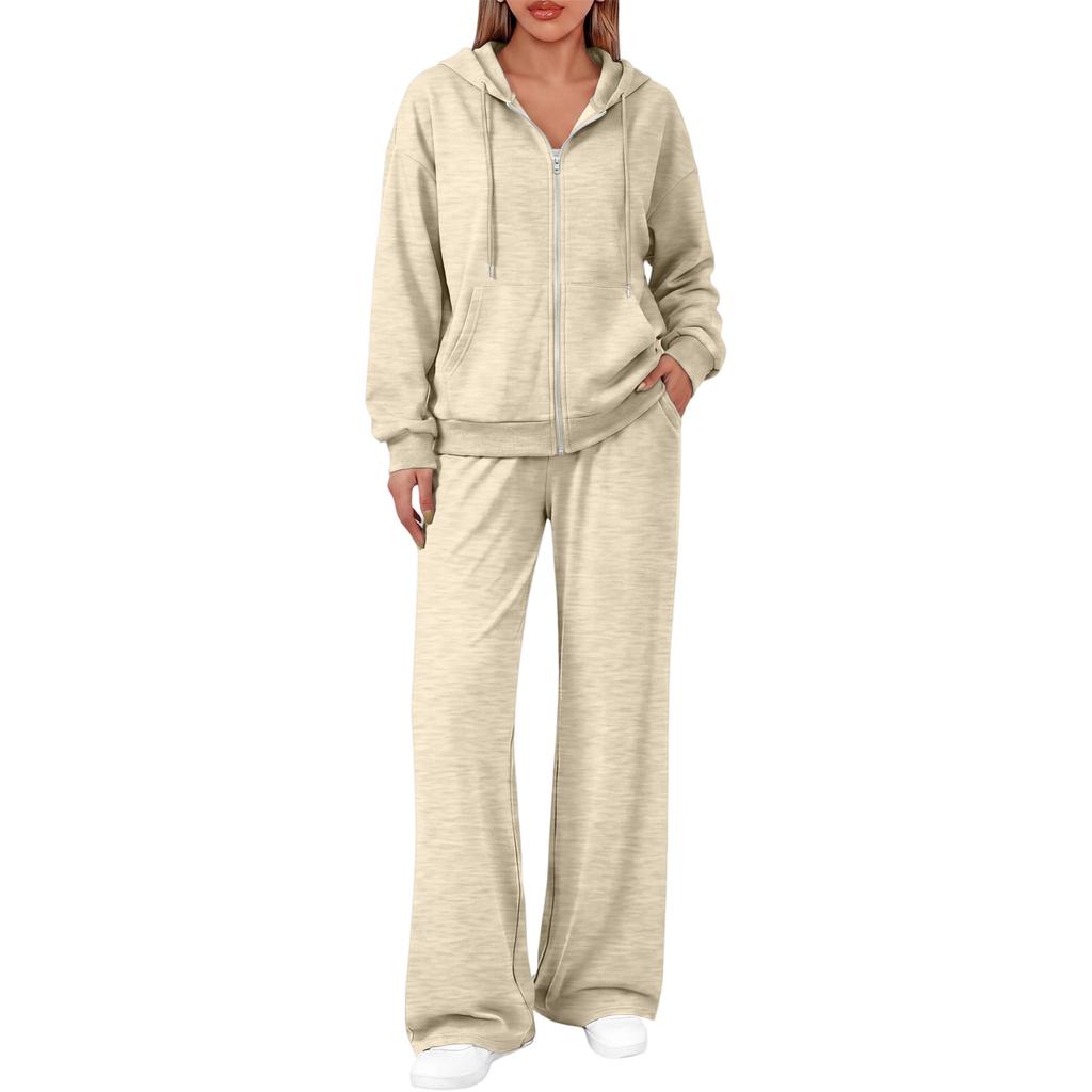 Women's Fashionable Casual Sweatshirt Jacket Set for Fall Winter Comfortable Everyday Wear