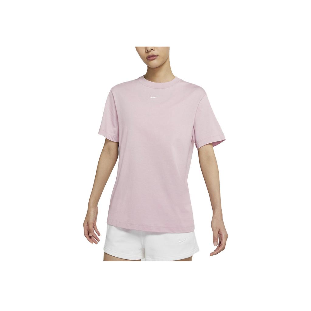 Nike Sportswear Essential Logo Print Loose Fit Running Training Casual Dopamine Crew Neck Short Sleeve T-Shirt Women Tops Pink DH4256-645