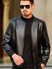 Faux Leather Blouson Riders Long Cold Casual Korean Large Body Big Date Birthday Black [Luxe Relax] Jacket, Casual, Sleeve, Protection, Outerwear,
