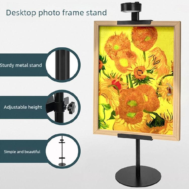 Metall-Ausstellungsständer für Bilderrahmen und Leinwandbilder, höhenverstellbarer Schreibtisch-Staffeleihalter mit magnetischem Licht