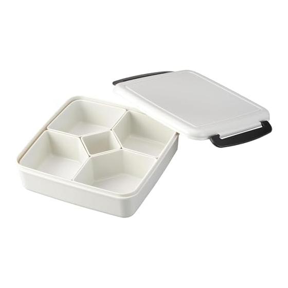 Inomata-k Lock Lunch Box (With Core) White Set of 2 Made in Japan Lunch Box Storage Container 9883