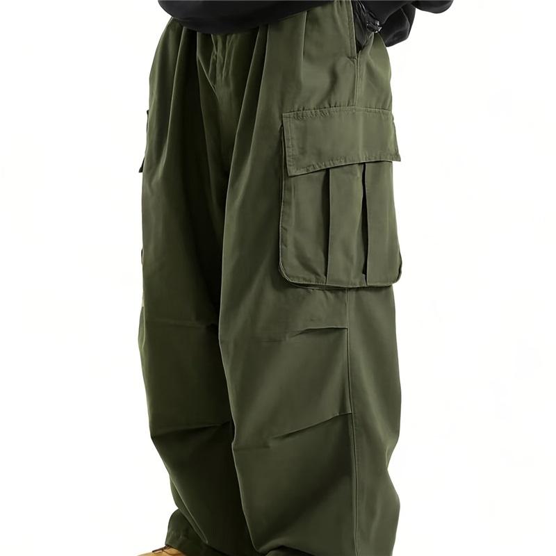 Men's Summer American Retro Overalls, All-match Solid Color, Outdoor Slim Straight Casual Trousers