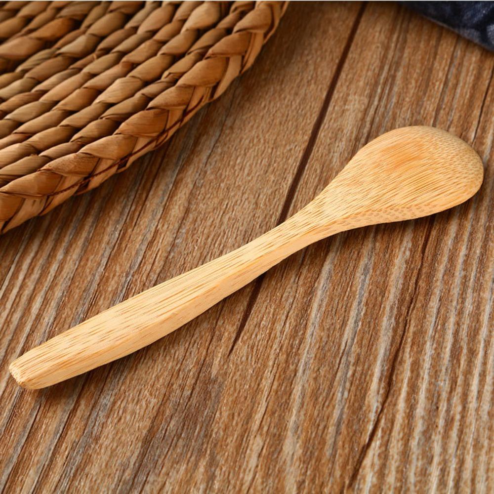 5Pcs Teaspoon Bamboo Wooden Spoon Tableware Ice Cream Spoon Mini Dessert Spoon Household