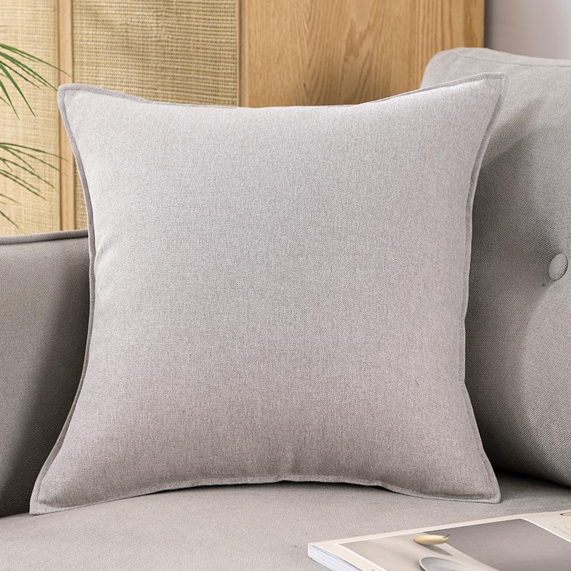 Chinese Style Fine Linen Sofa Back Cushion – Solid Wood Living Room Decor Pillow, Imitation Cotton Linen, High-End Bed Backrest.