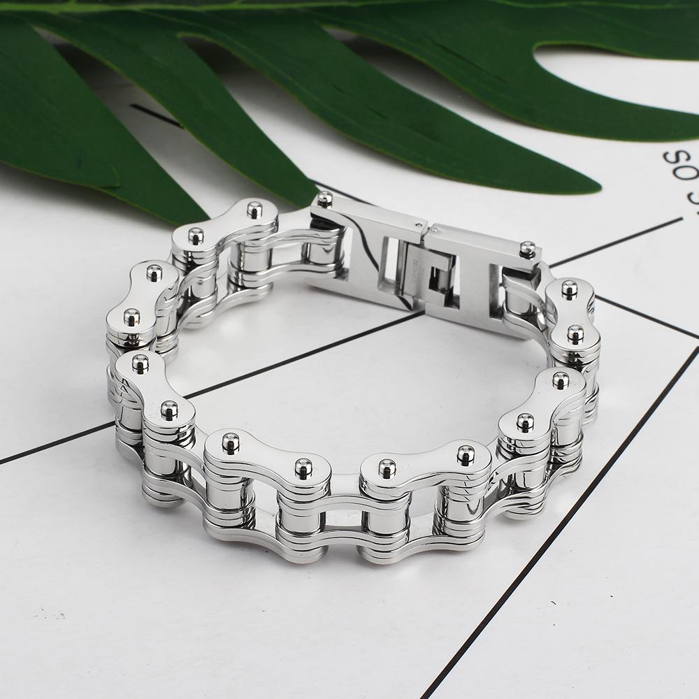 16mm Titanium Steel Motor Biker Bracelet For Men 'S Women 'S Punk Personality Stainless Silver Color Motorcycle Chains Bracelets