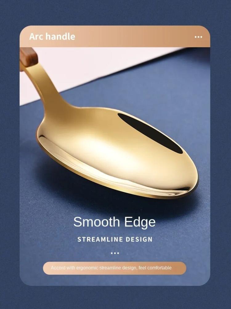 4-teiliges Geschirrset mit Messer und Gabel, Teelöffel, Edelstahl, Holzimitatgriff, westliches Geschirr, einfach und fortschrittlich