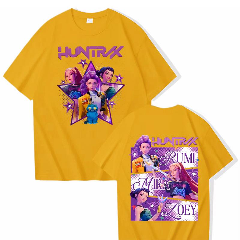 KPop Demon Hunters Printed T-shirt Casual Round Neck Top Short Sleeved Shirt 5989