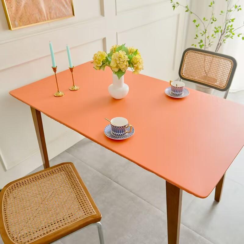 

PU Leather Tablecloth All-wrapped Waterproof Table Cloth Dustproof Table Cover Pure Color Rectangle Oilproof Dinner Tabletop 60x120cm