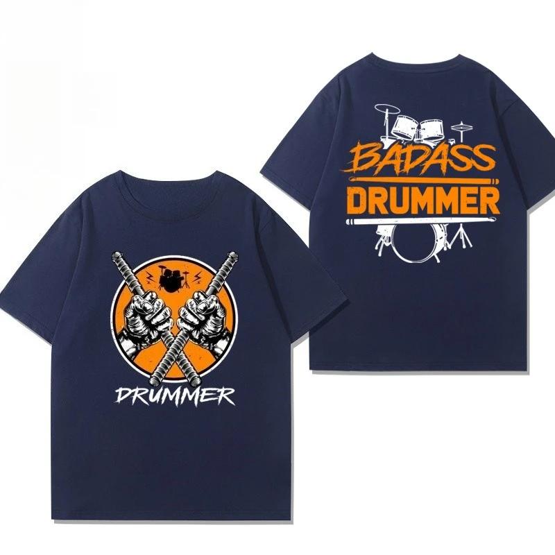 2025 Summer New Rock Drum Guitar and Instrument Printed Graphic T-shirts for Men and Women Short-sleeved T-shirts Streetwear