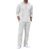 Men  Fashion  Leisure  Hooded Hood  Button  Upper Garment  Trousers  Set
