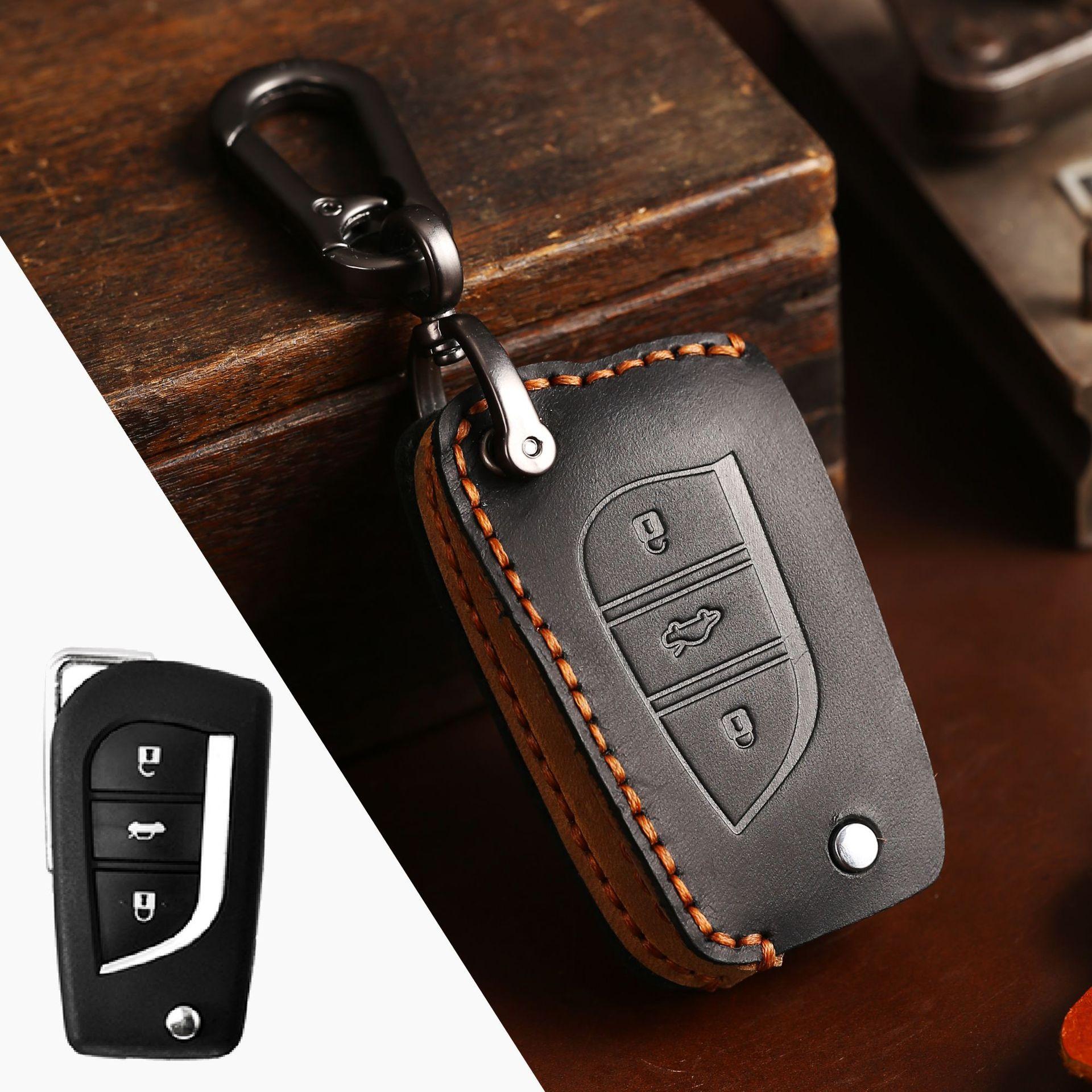

Car key cover, suitable for Toyota key cover, old folding car key bag, first layer cowhide