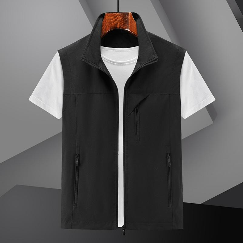 Мужской тонкий повседневный жилет для весны и осени, дышащий жилет-куртка, мужской зеленый быстросохнущий жилет, летний жилет 6XL чёрный