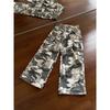 American Heavy Splicing Camouflage Tooling Jeans Men and Women Couples Big Pockets Loose Scimitar Wide Legs Straight Trousers