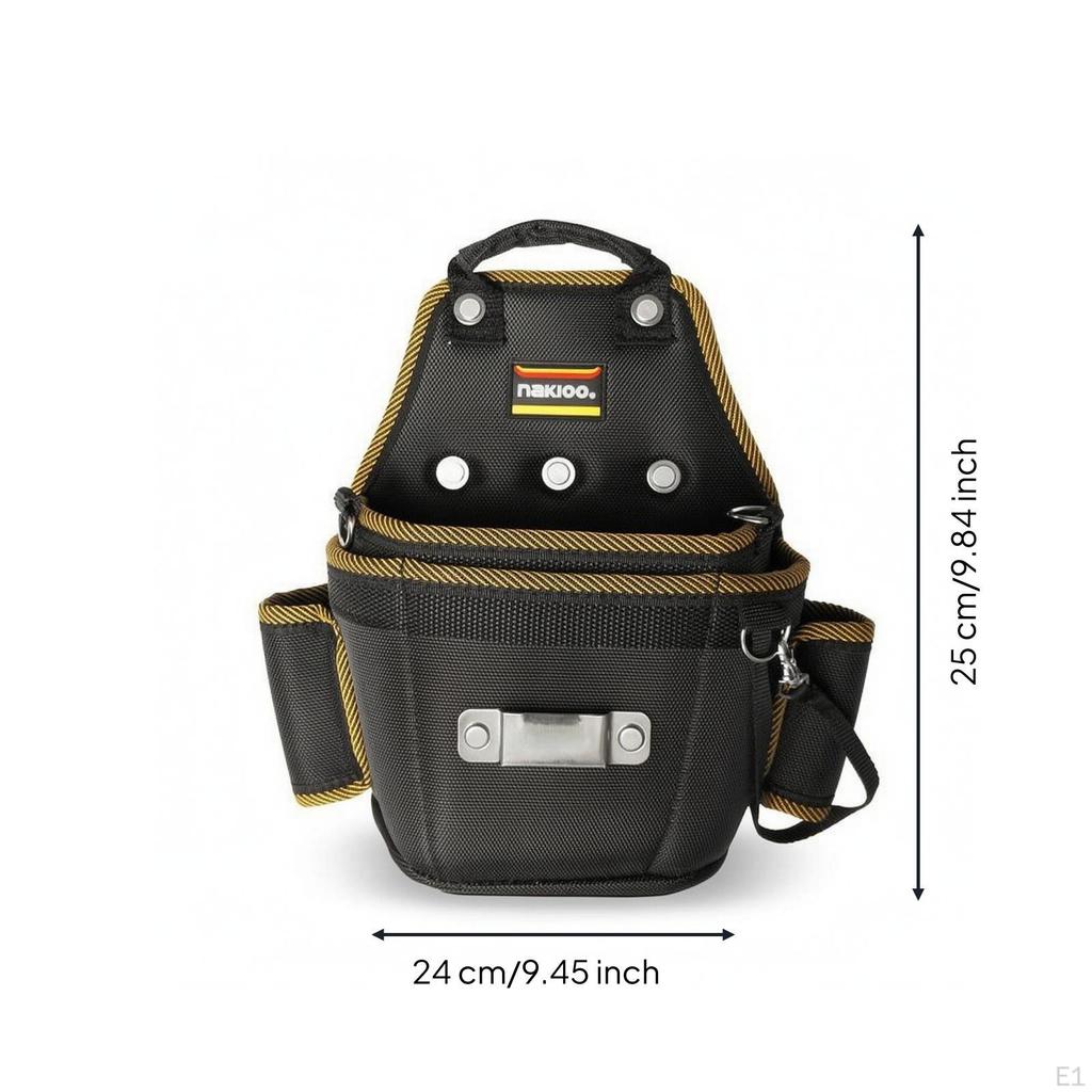 Waist Tool Pouch with Rotating Buckle Compact Hanging Side Pockets for Electricians,