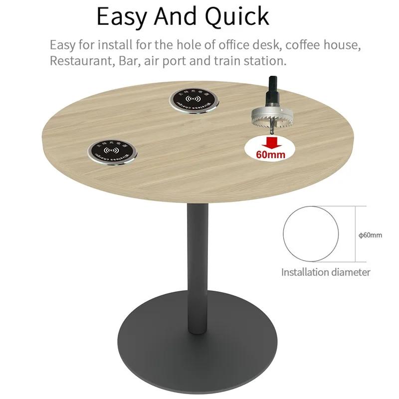 Qi Wireless Charger Built-in Table - Embedded Fast Charger for iPhone 11 13 AirPods Xiaomi Mobile Phones