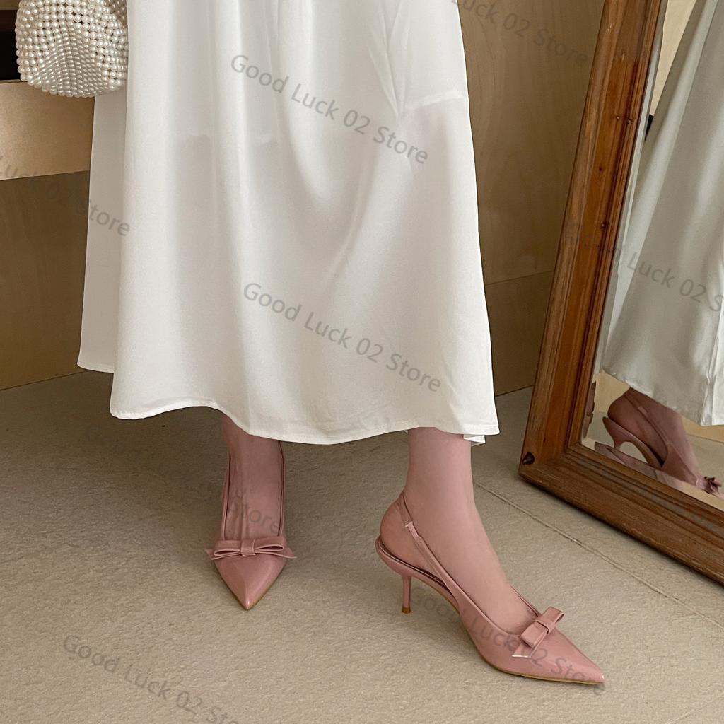 Fashion 2025 Sexy Ladies Pumps Fashion Pointed Toe Bow Patent Leather Summer Sandals Women Prom Party Shoes Plus Size 35-42