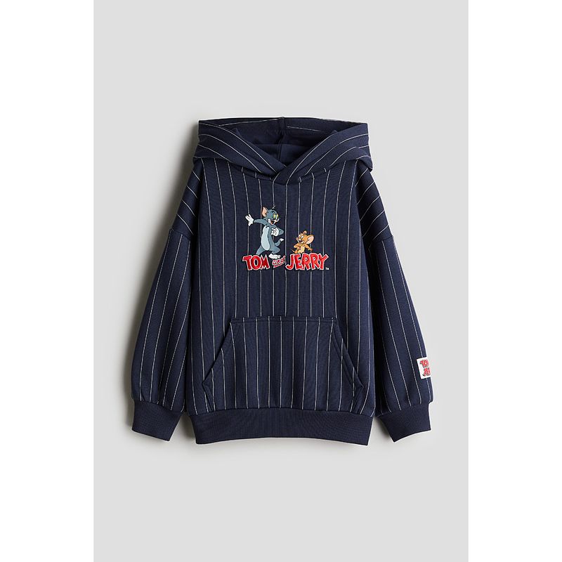 

[Cat and Mouse] HM Children s Clothing Boy s Hoody 2025 Autumn New Arrival Print Pattern Hoodie 1262109 Navy/Cat and Mouse 120/60(4-6Y)