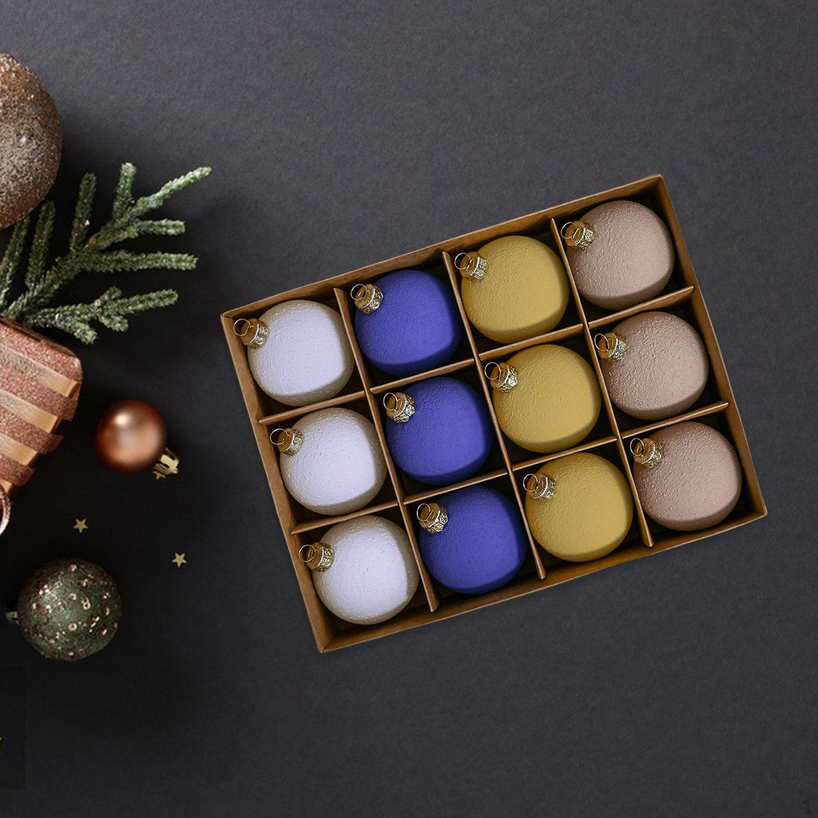 

12 шт. Рождественские шары, украшения для елки, декоративные флокированные текстуры, ремесло