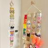 Wall-Mounted Hair Accessories Organizer Macrame Canvas Hanger with Multiple Hooks for Bows, Scrunchies & Clips Storage Display Rack, Hair Accessories