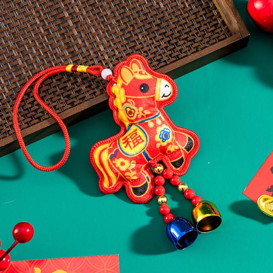 2026 Chinese New Hanging Pendant Zodiac Animal Year Horse Lucky Feng Shui Charm with Tassel/Bell