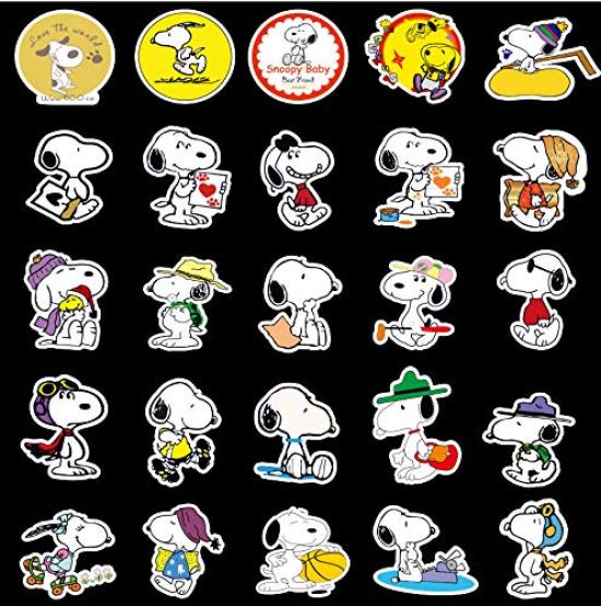 100 Cute Snoopy Anime Waterproof Stickers for Club and More Stickers, Suitcases, Motorcycles, Helmets, Activities,