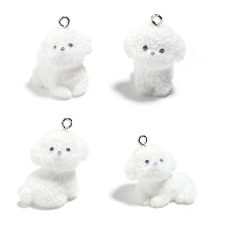 4Pcs Dog Pendant Keychain Decoration Stylish Dog Charm for Backpacks and Phones Flocking Animal Pendant Keyring
