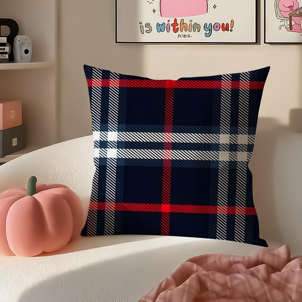 Classic Plaid Scottish attern NNordic Scottish Cushion Cover Pillowcase Short Plush Invisible zipper Room Sofa Cushion Cover