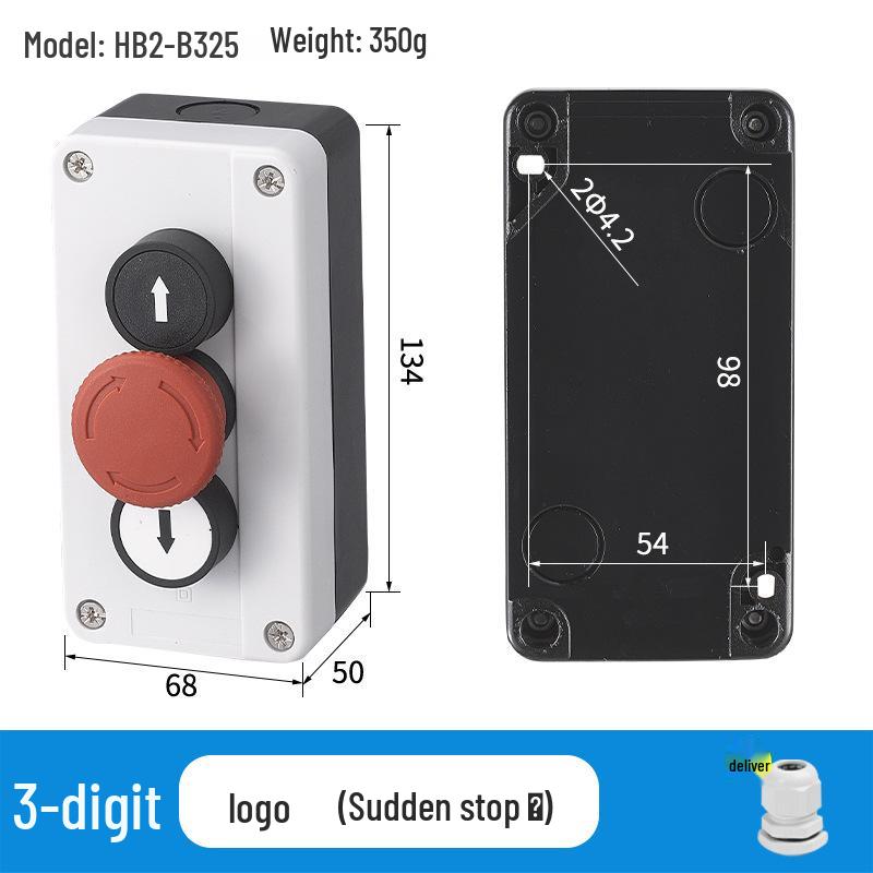 Waterproof 22mm Emergency Stop/Start Button Switch Box with Self-Locking & Resetting Indicator Light