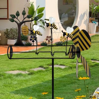 3D zvíře Větrný mlýn Větrný mlýn Kovová vír Větrovka Zahrada Stromy a včely Ornament Umělecké dekorace na kůl pro venkovní trávník