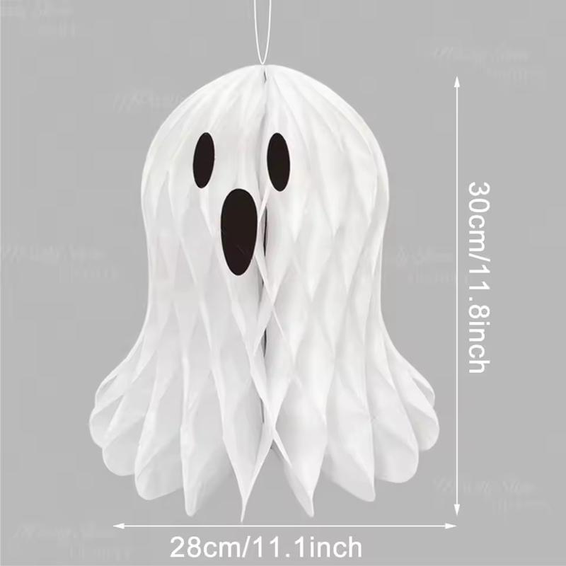 1SET Halloween Hanging Ornaments Ghost Honeycomb Paper Lanterns for Halloween Party Home Indoor Outdoor Yard Decorations Props