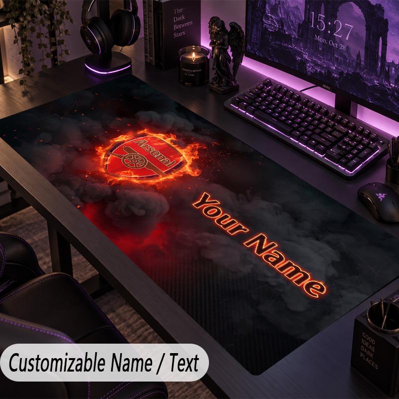Custom Text Big Mousepad, Extended Desk Pad For Laptop Work GameArsenal FC