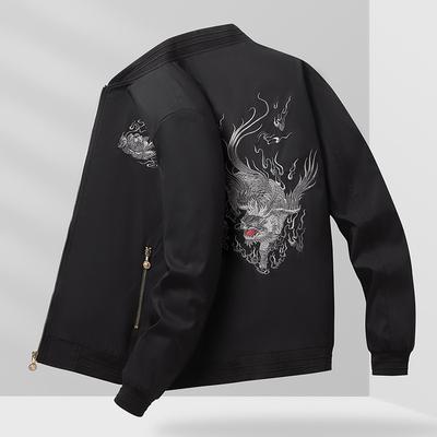 Herren Frühling und Herbst Pilotenjacke Bestickte Baseballjacke Mantel Große Größe Freizeitjacke