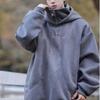 Suede American Turtleneck Sweater Men's Autumn and Winter Models, Trendy Brand Loose Casual Velvet Semi-zipper Hooded Jacket