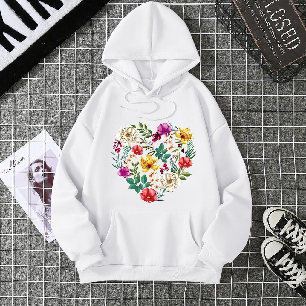 2025 Autumn and Winter New Velvet Long-sleeved Pocket Flower Pattern Sweater Supports Printed Jacket