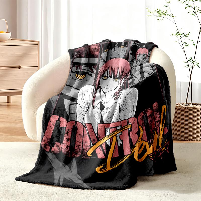 Chainsaw Man Blanket Flannel Blanket Soft Cozy Plush Throw for Sofa Bed Lightweight Home Decor