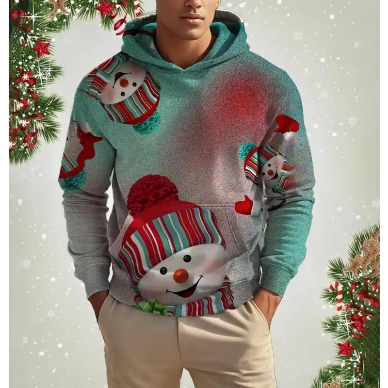 Men's Christmas Reindeer Print Hoodie Animal Cartoon Pattern Sweatshirt Casual Cute Polyester Spandex Blended Hooded Sweatshirt