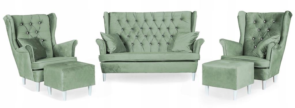 Lounge Set of Furniture Wingback Gaja Sofa Armchairs Pouffes Family Meble Set