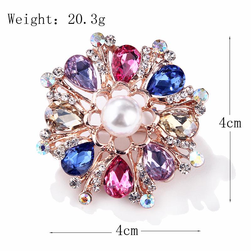 Fashion Shiny Colourful Crystal Pearl Alloy Brooch Pin Women's Clothing Accessories Exquisite Hypoallergenic Luxury Enamel Brooch Long-Lasting Color